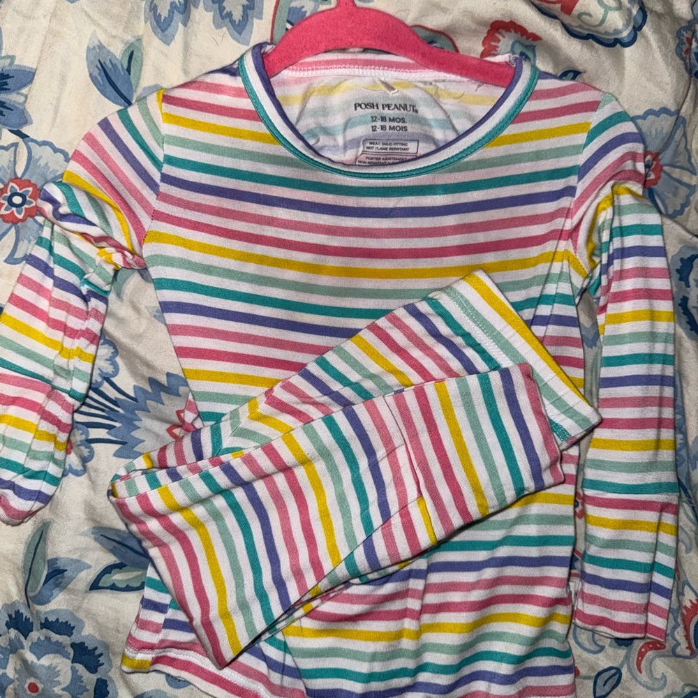 Posh Peanut Multicolor Striped Pajama Set 12-18mo